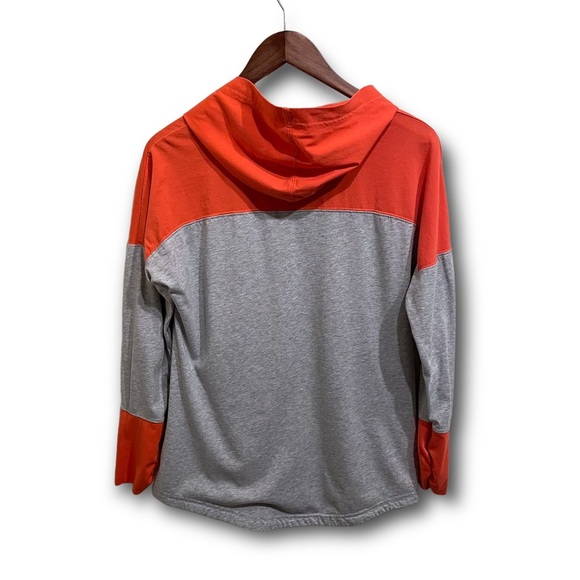 Puma Women's Lightweight Long Sleeve Hoodie Mini‎ Logo Grey Orange Size Large - Picture 2 of 6